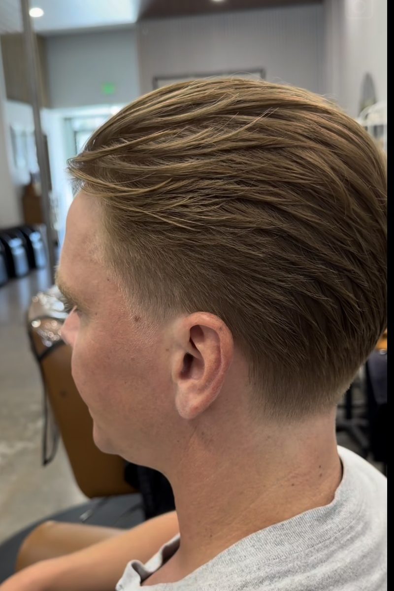 Slick back taper at Ra'pôr Salon and Barber in Costa Mesa