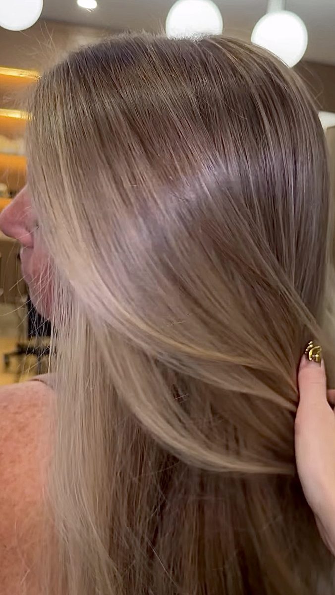 Soft dimensional blonde at Ra'pôr Salon in Costa Mesa